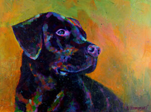 black lab in acrylic paint